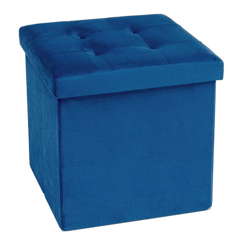 Pouf Plegable Azul 38×38×38cm