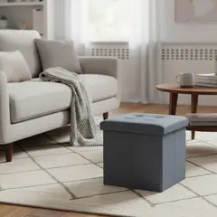 JUST HOME COLLECTION - Pouf Plegable Gris Oscuro 38×38×38cm