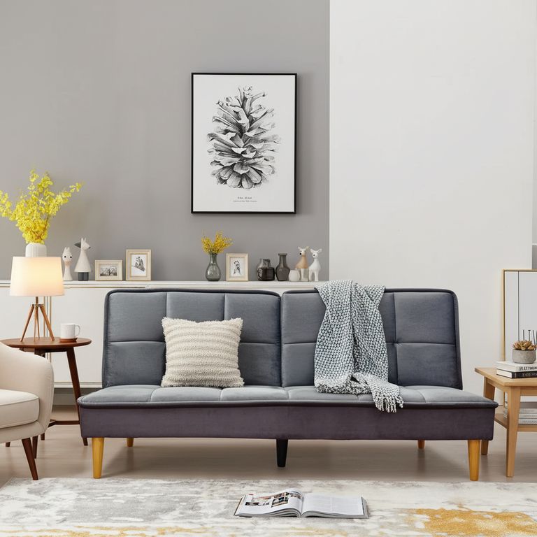Sofá Cama Futón 2 Cuerpos Lunel Gris