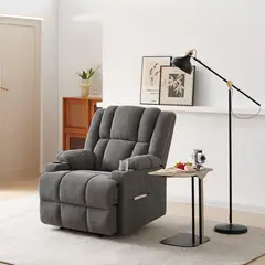 JUST HOME COLLECTION - Sillón Reclinable 1 Cuerpo con Posavasos Morton Gris