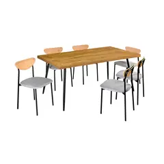 JUST HOME COLLECTION - Juego de Comedor 1 Mesa 6 Sillas Kabul