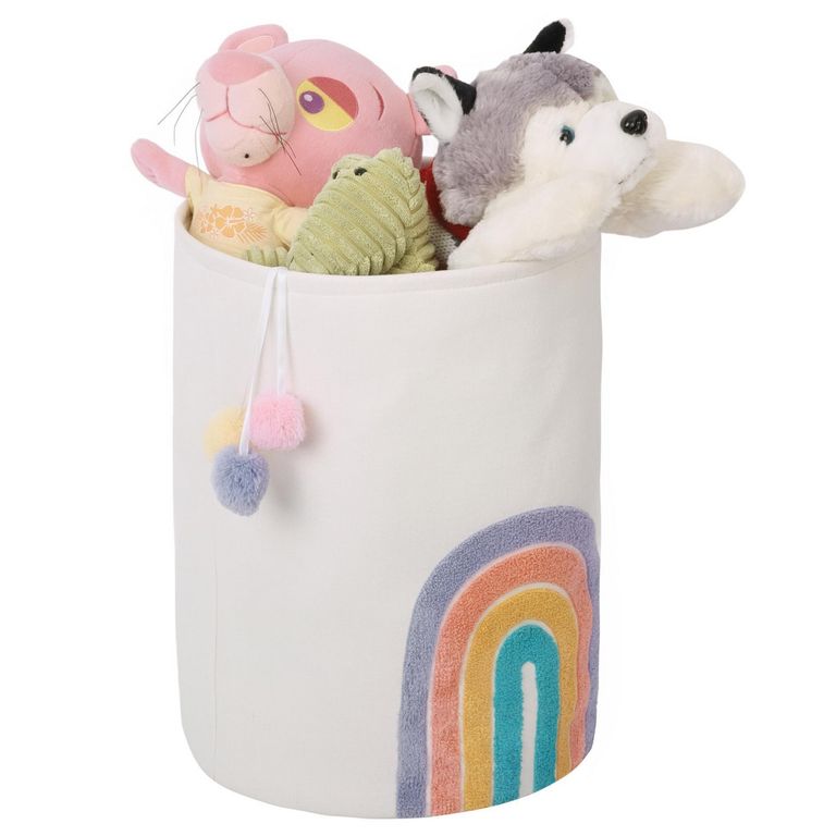 Cesto Infantil 33x33x40cm Blanco/Arcoiris