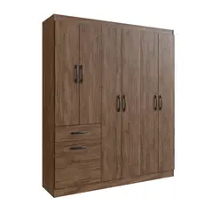 CASA BONITA - Ropero 7 Puertas 1 Cajón Castaño Café 137x177x38 cm