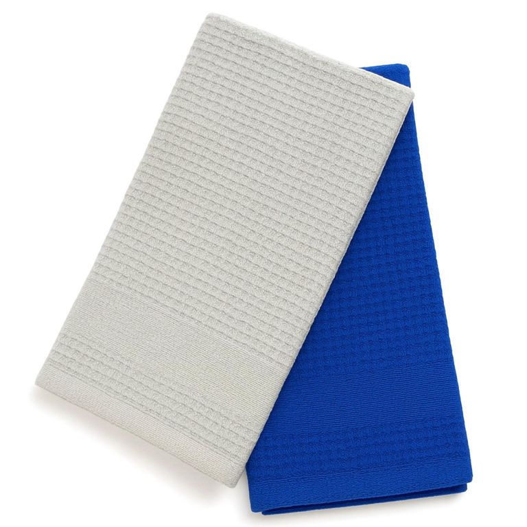 Set 2 Paños de Cocina Waffle Azul/Blanco