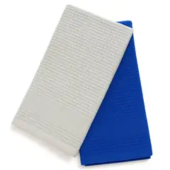 JUST HOME COLLECTION - Set 2 Paños de Cocina Waffle Azul/Blanco