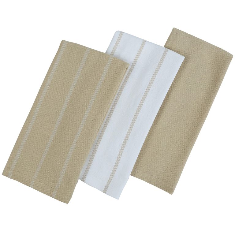 Set de Paños de Cocina Taupe Blanco