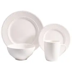 JUST HOME COLLECTION - Juego de Vajilla 16 Piezas Blanco Genoa