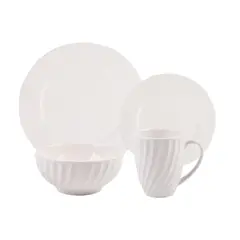 JUST HOME COLLECTION - Juego de Vajilla 16 Piezas Blanco Turin