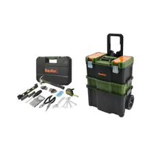 BAUKER - SET 143P HERRAMIENTAS HOGAR + Caja Porta Herramienta 3 En 1 Plástico