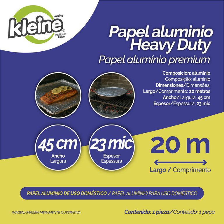 Papel De Aluminio 23 Micras 45 Cm X 20 M