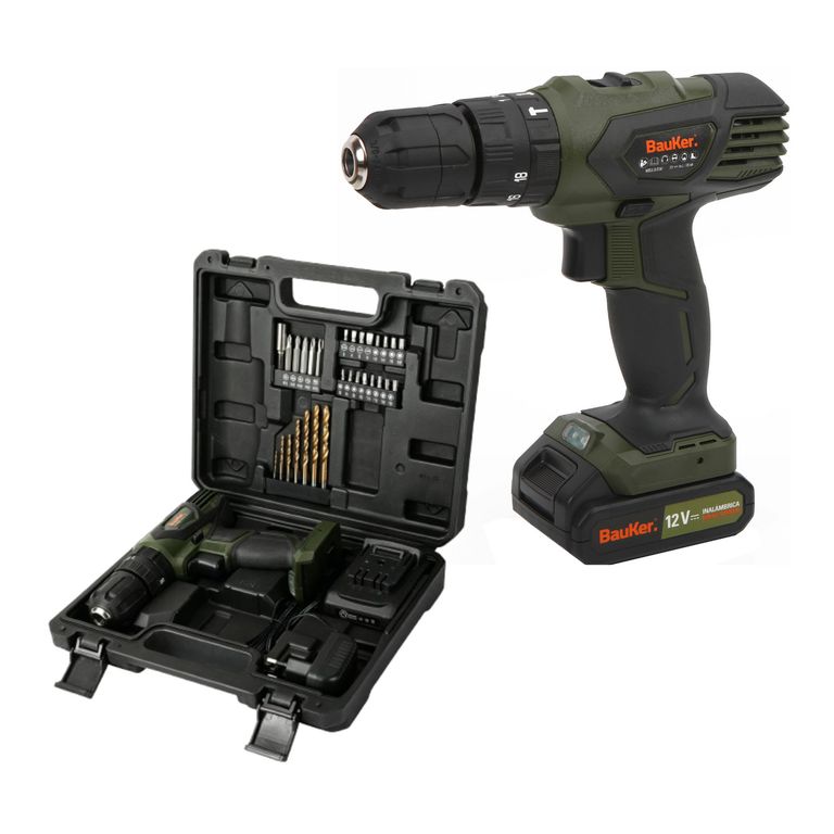 Taladro Percutor 12V 28Nm + 29 Accesorios + Bateria + Cargador