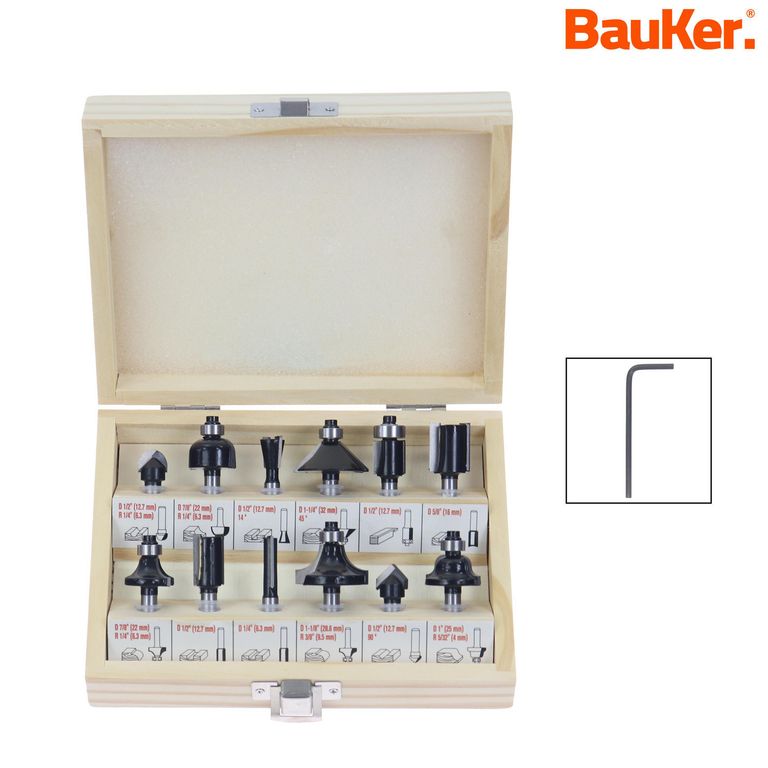 Set 12 Fresas 0,25" Bauker