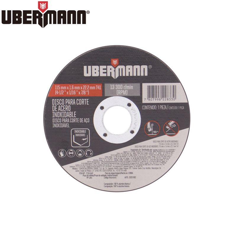 Disco de Corte Acero Inoxidable 4.5" x 1.6 mm