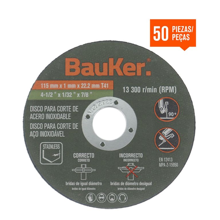 Disco de Corte Metal 4.5" x 1 mm x50 Unidades