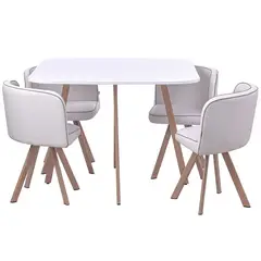 JUST HOME COLLECTION - Juego de Comedor Pizza Blanco y Natural