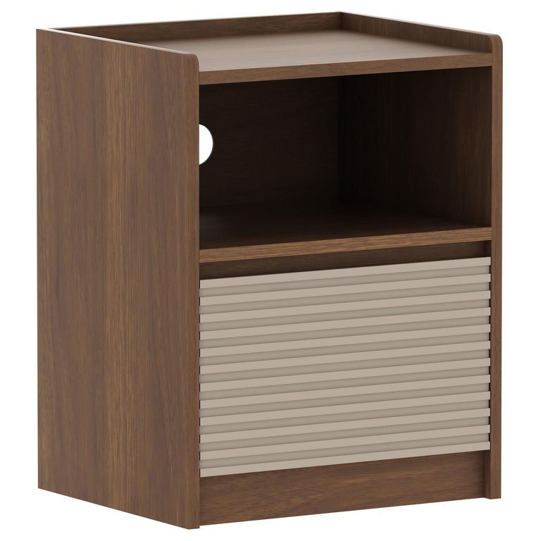 Velador Momo 1 Cajón Walnut Taupe