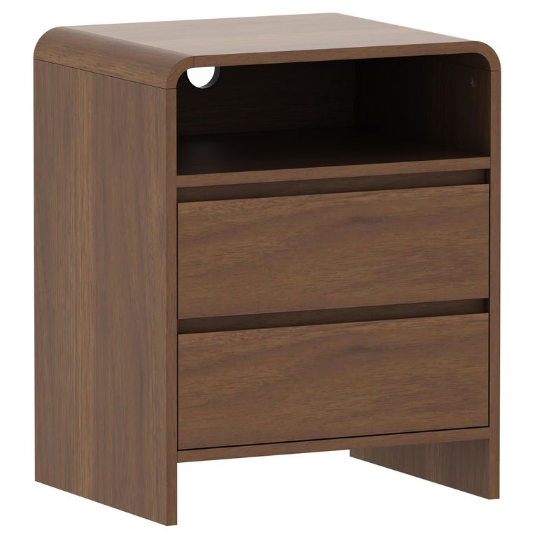 Velador Curvo 2 Cajones Walnut