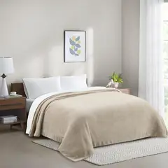 JUST HOME COLLECTION - Frazada Coral 1.5 Plazas Beige