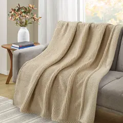 JUST HOME COLLECTION - Manta Jacquard Sherpa 125 x 150 Beige