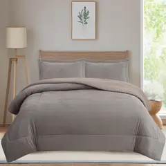 JUST HOME COLLECTION - Edredón Nord Liso Queen Taupe