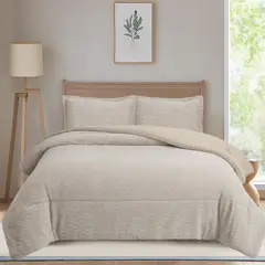 JUST HOME COLLECTION - Edredón Clásico Liso 2 Plazas Marfil