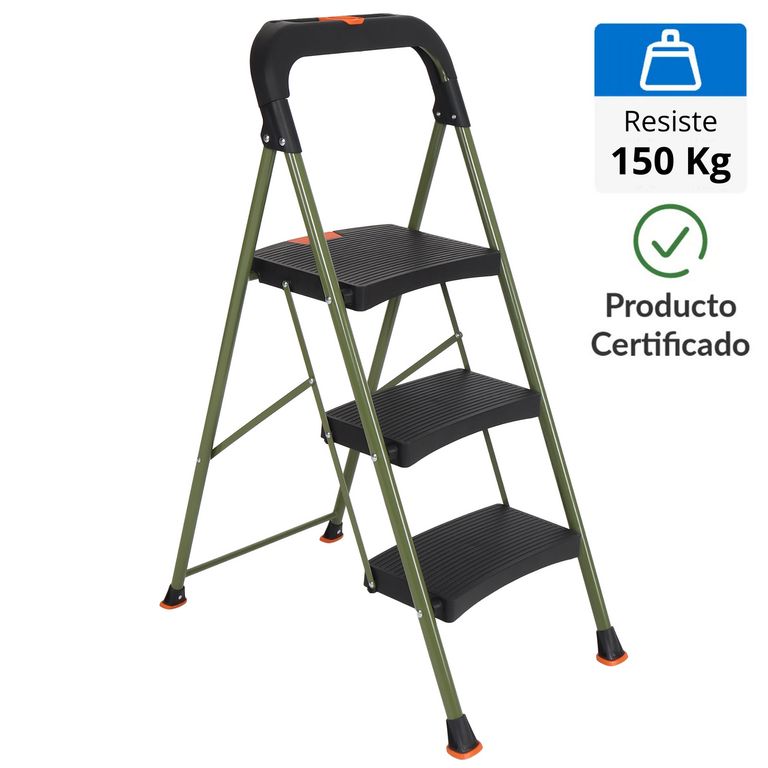 Escalera de Tijera 3 Pasos Acero 150Kg