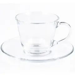 JUST HOME COLLECTION - Set 3 Tazas y Platos de Vidrio 190ml