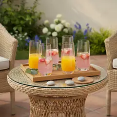 JUST HOME COLLECTION - Juego Vasos de Vidrio 6 Piezas 530ml Tulipan