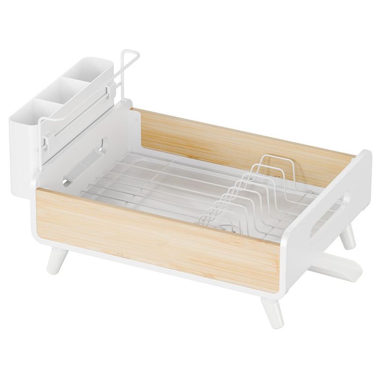 Secaplatos de Bambú y Metal de 47.6 x 32 x 43 Centímetros Blanco