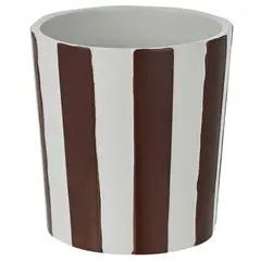 JUST HOME COLLECTION - Macetero de Cerámica con rayas café 20.5x21cm