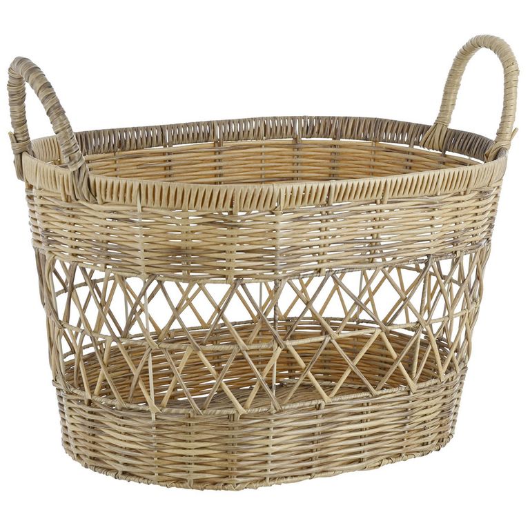 Set de 3 Canastos de Ratan Beige 50x30x35cm