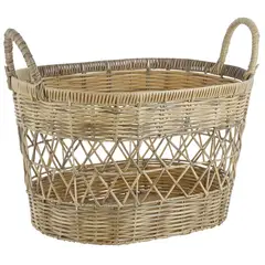 JUST HOME COLLECTION - Set de 3 Canastos de Ratan Beige 50x30x35cm