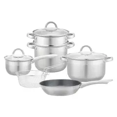 JUST HOME COLLECTION - Juego de Batería Acero Inoxidable 9 Piezas
