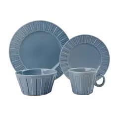 JUST HOME COLLECTION - Juego de Vajilla 24 Piezas Azul