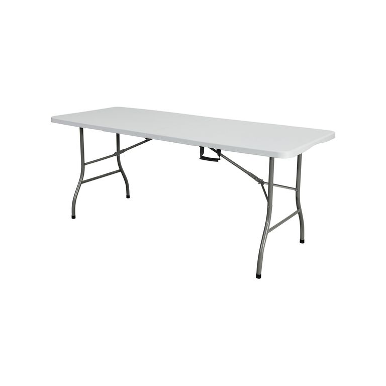 Mesa Rectangular Plegable Tipo Maleta 180cm Blanco