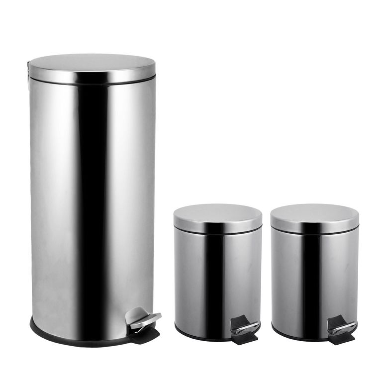 Set 3 Basureros de Metal 30L y 2x5L