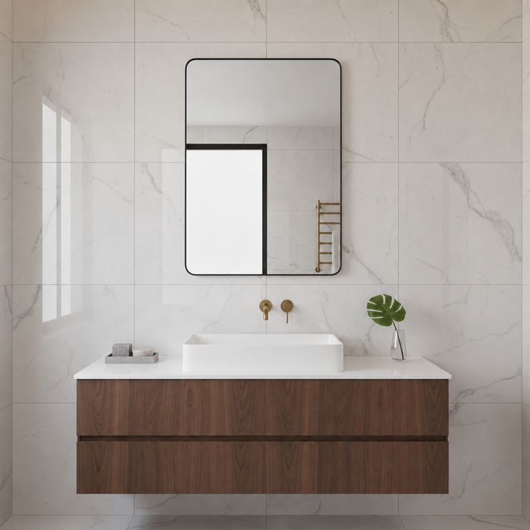 Espejo de Baño Rectangular Marco Negro 60x80 cm