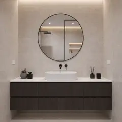 SENSI DACQUA - Espejo de Baño Redondo con Marco Negro 60cm