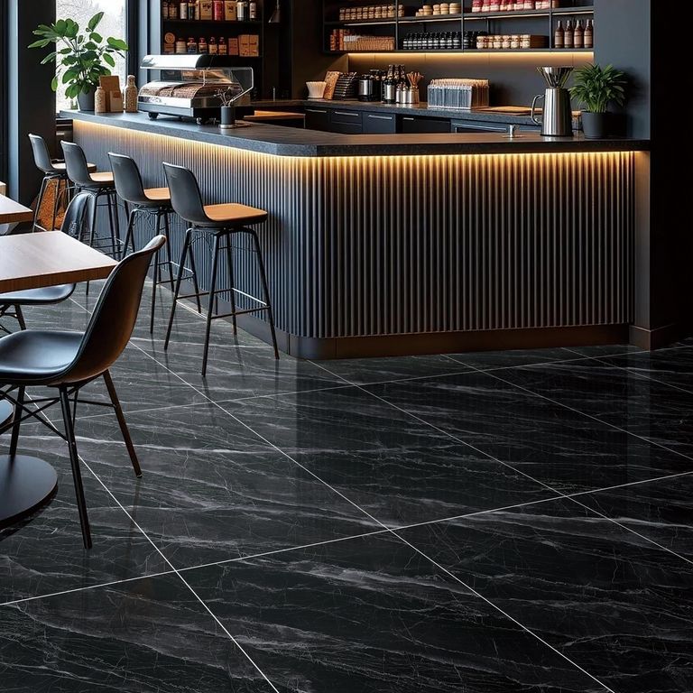 Gres Porcelánico Marmolado Marquina Negro 60 x 120 cm 2.16 m²