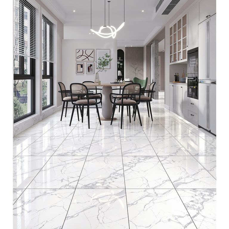 Gres Porcelánico Marmolado Vento Pulido Blanco 60 x 120 2.16 m2