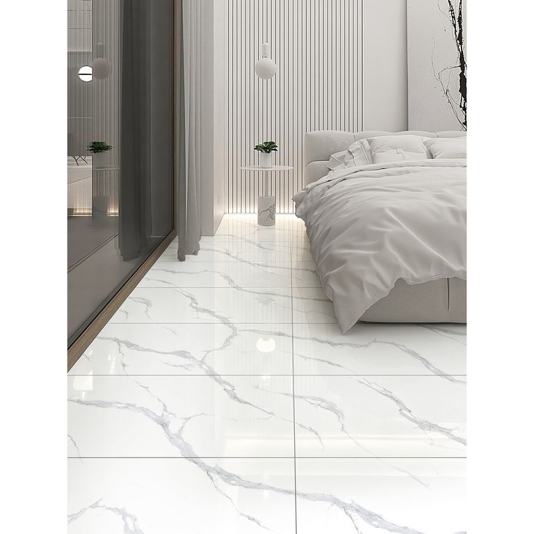 Gres Porcelánico Marmolado Delfos Pulido Blanco 60 x 120 2.16 m2