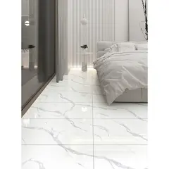 HOLZTEK - Gres Porcelánico Marmolado Delfos Pulido Blanco 60 x 120 2.16 m2