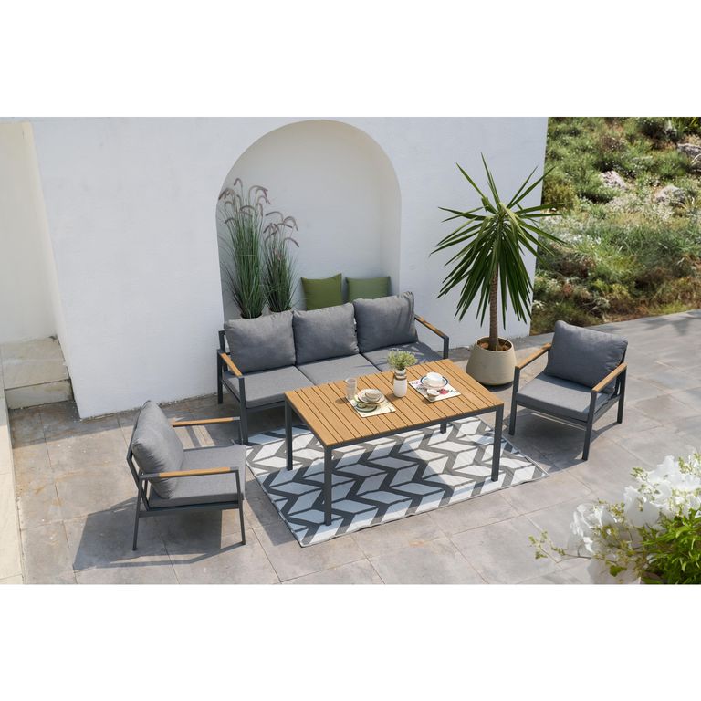 Juego de Living con Mesa Alta de Metal 4 Piezas