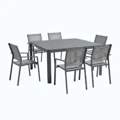 JUST HOME COLLECTION - Juego de Comedor de Aluminio Exterior Miami 6 Personas