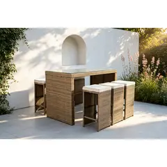 JUST HOME COLLECTION - Juego de Bar Tulum New 7 Piezas Ratán PE