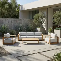 JUST HOME COLLECTION - Juego de Living de Madera Ataman 4 Piezas