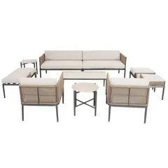 JUST HOME COLLECTION - Juego de Living de Metal Delhi 9 Piezas