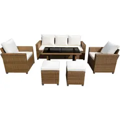 JUST HOME COLLECTION - Juego de Living con Mesa Alta de Ratán 6 Piezas