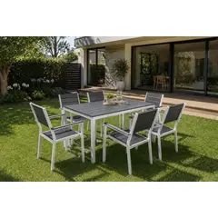 JUST HOME COLLECTION - Juego de Comedor de Metal Frank 6 Personas