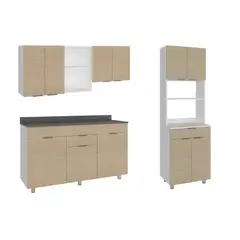 JUST HOME COLLECTION - Combo Mueble de Cocina Sicilia 150cm (Modulo Superior + Inferior) + Torre Microondas 60cm